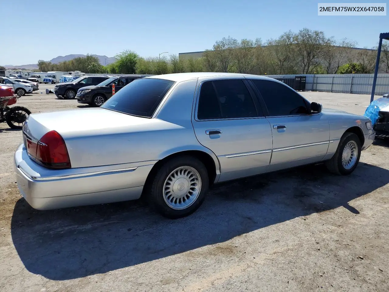 2002 Mercury Grand Marquis Ls VIN: 2MEFM75WX2X647058 Lot: 55636286