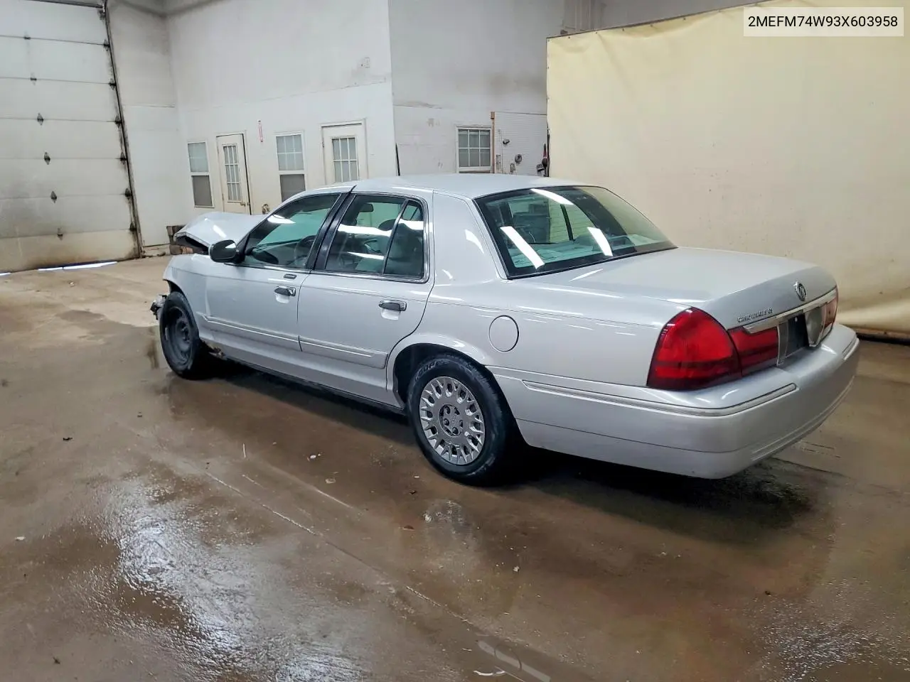 2003 Mercury Grand Marquis Gs VIN: 2MEFM74W93X603958 Lot: 54465826