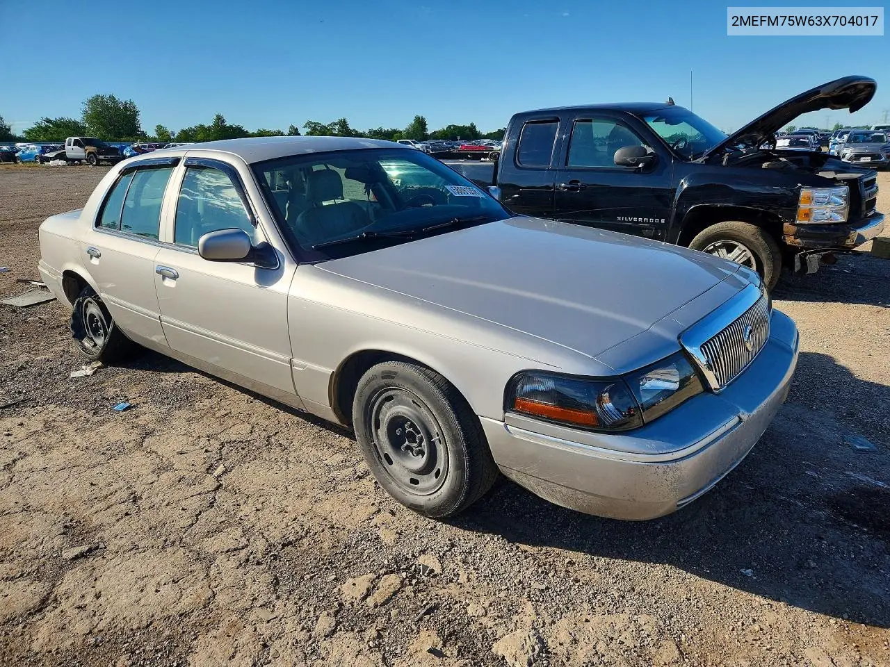 2003 Mercury Grand Marquis Ls VIN: 2MEFM75W63X704017 Lot: 58091356