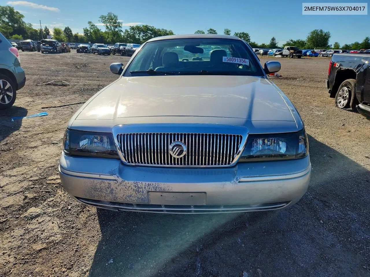 2003 Mercury Grand Marquis Ls VIN: 2MEFM75W63X704017 Lot: 58091356