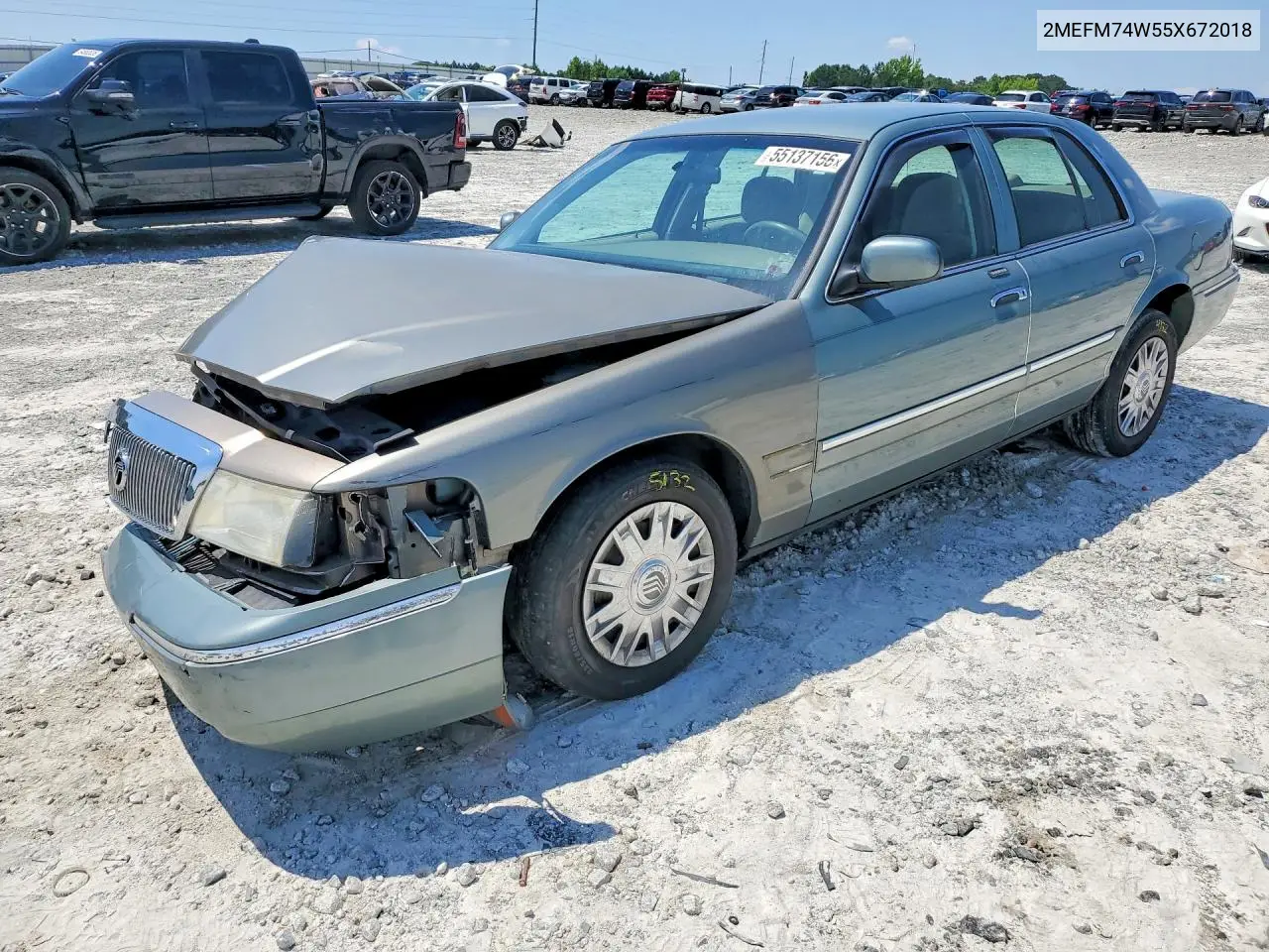 2005 Mercury Grand Marquis Gs VIN: 2MEFM74W55X672018 Lot: 55137156