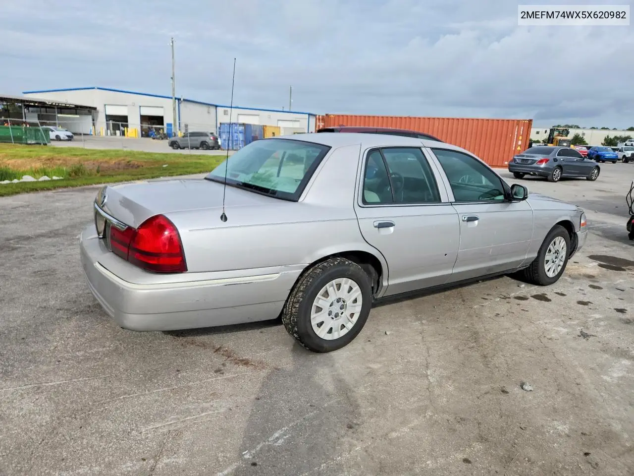 2005 Mercury Grand Marquis Gs VIN: 2MEFM74WX5X620982 Lot: 56782216