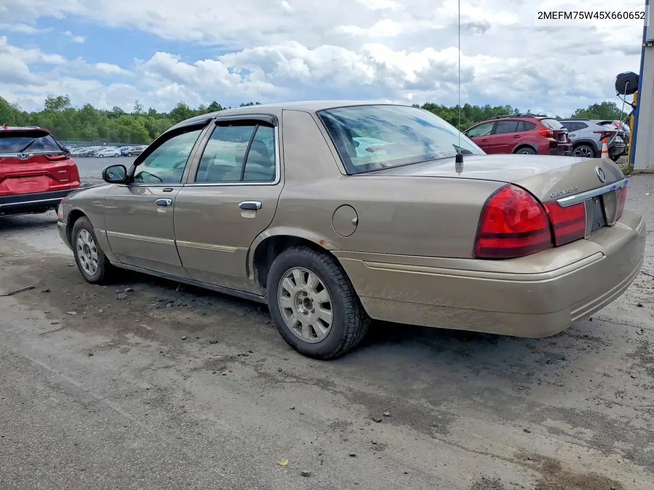 2005 Mercury Grand Marquis Ls VIN: 2MEFM75W45X660652 Lot: 57564396
