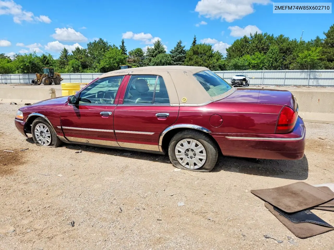 2005 Mercury Grand Marquis Gs VIN: 2MEFM74W85X602710 Lot: 58105396