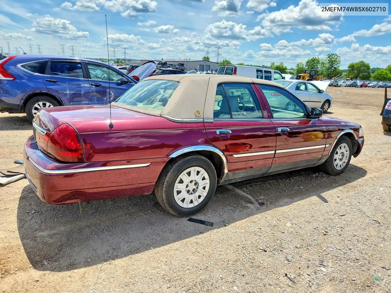 2005 Mercury Grand Marquis Gs VIN: 2MEFM74W85X602710 Lot: 58105396