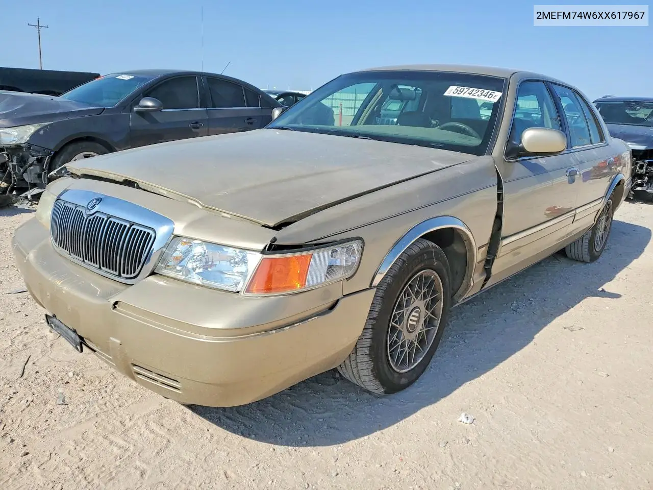 1999 Mercury Grand Marquis Gs VIN: 2MEFM74W6XX617967 Lot: 59742346