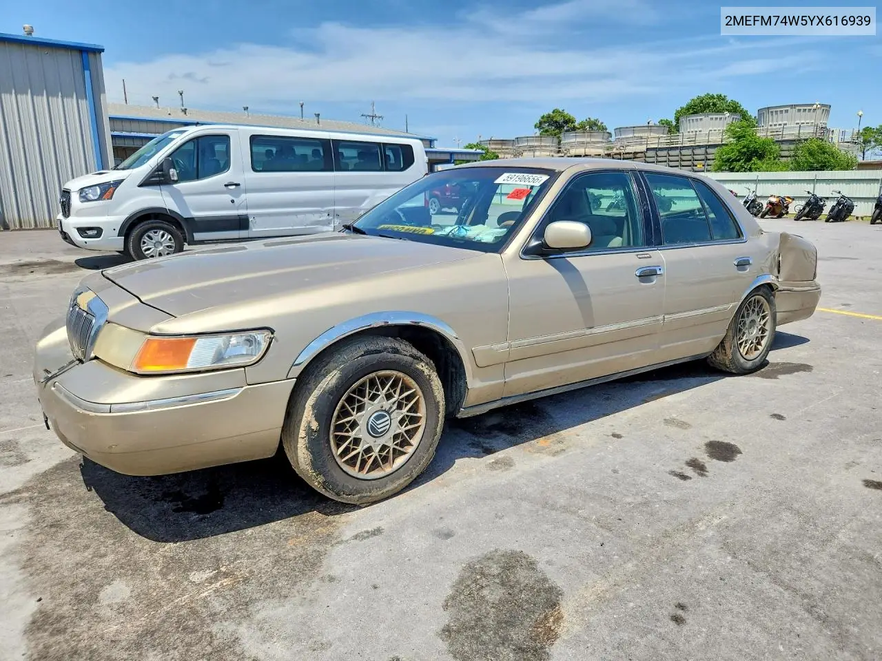 2000 Mercury Grand Marquis Gs VIN: 2MEFM74W5YX616939 Lot: 59196656