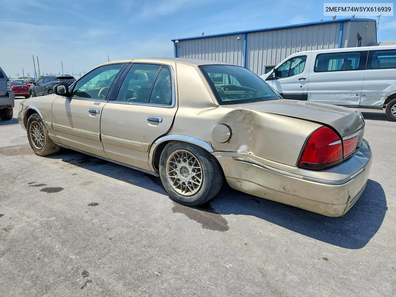 2000 Mercury Grand Marquis Gs VIN: 2MEFM74W5YX616939 Lot: 59196656