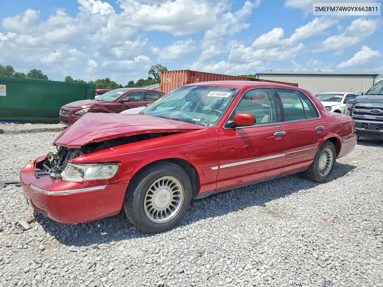 2000 Mercury Grand Marquis Gs VIN: 2MEFM74W0YX662811 Lot: 60746046