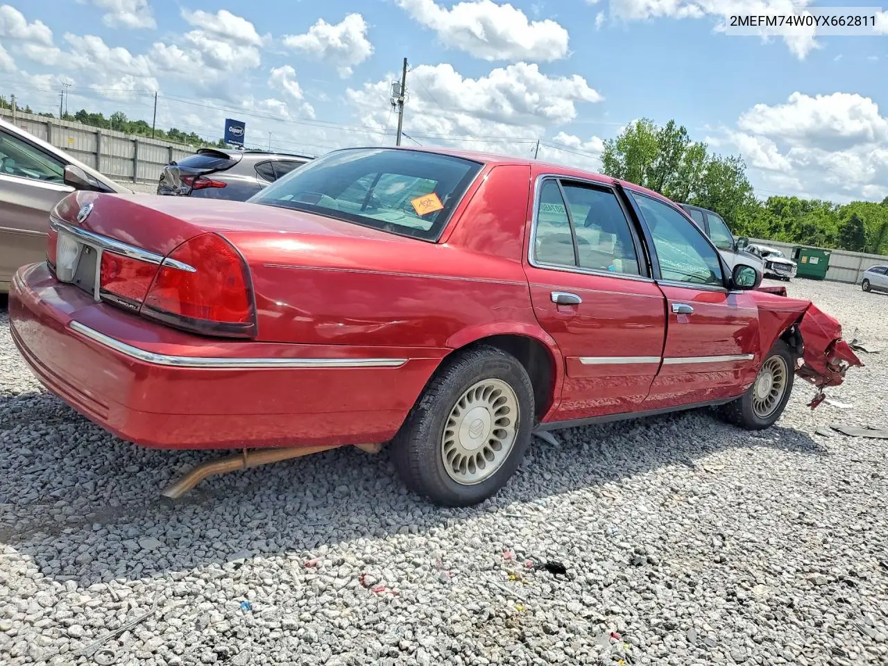 2000 Mercury Grand Marquis Gs VIN: 2MEFM74W0YX662811 Lot: 60746046