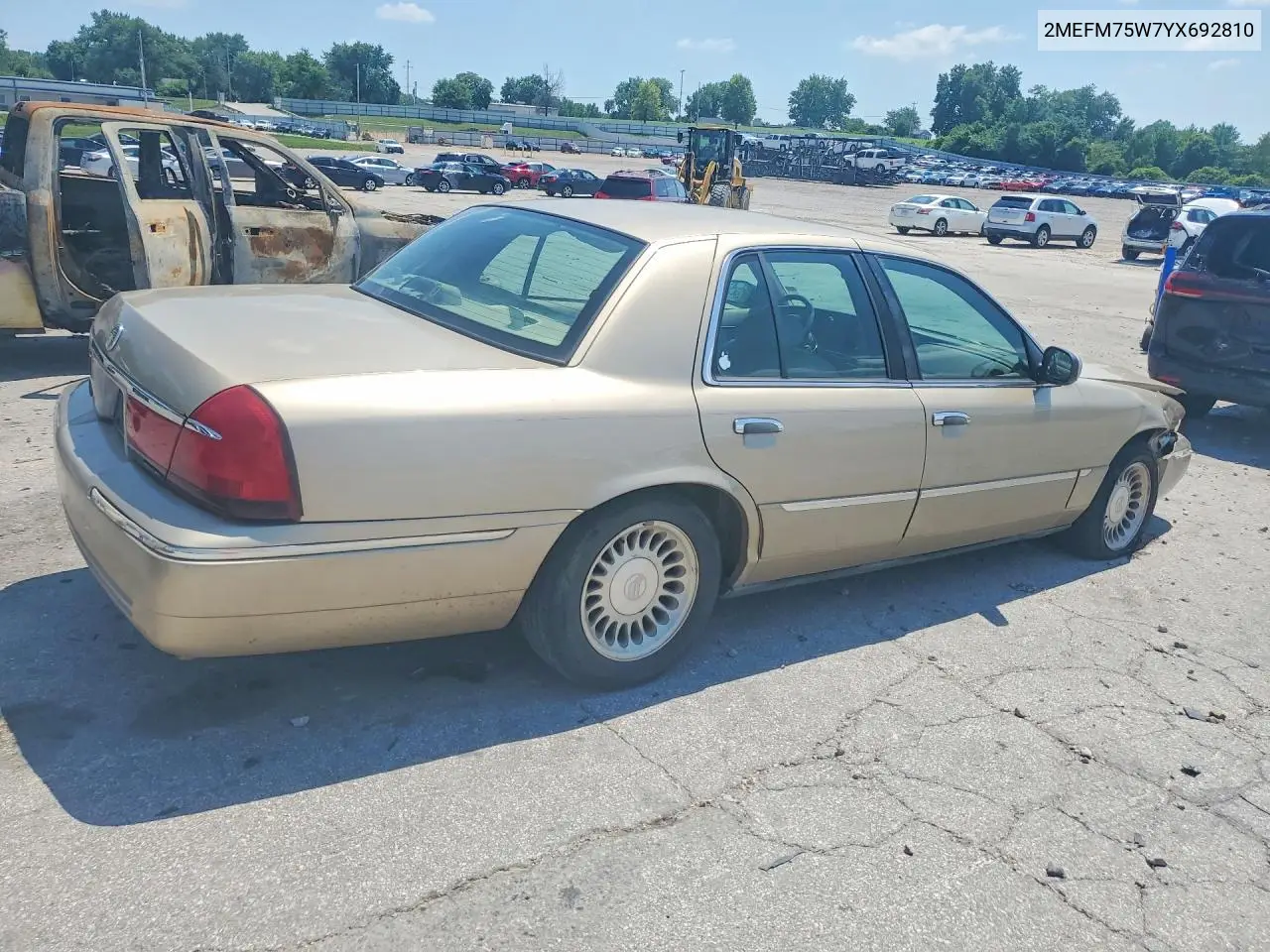 2000 Mercury Grand Marquis Ls VIN: 2MEFM75W7YX692810 Lot: 60851836