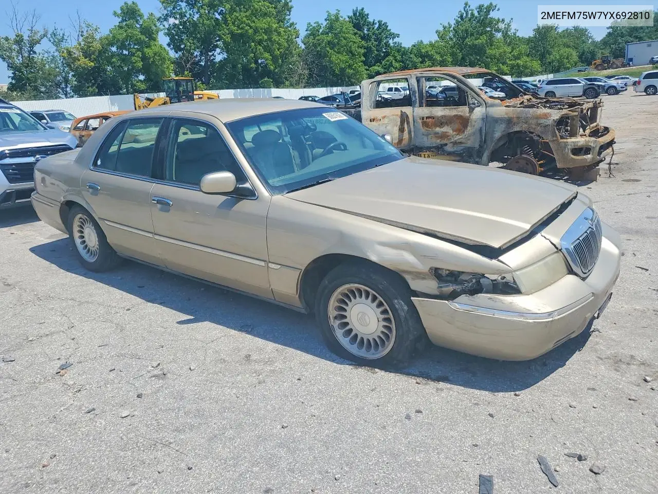 2000 Mercury Grand Marquis Ls VIN: 2MEFM75W7YX692810 Lot: 60851836