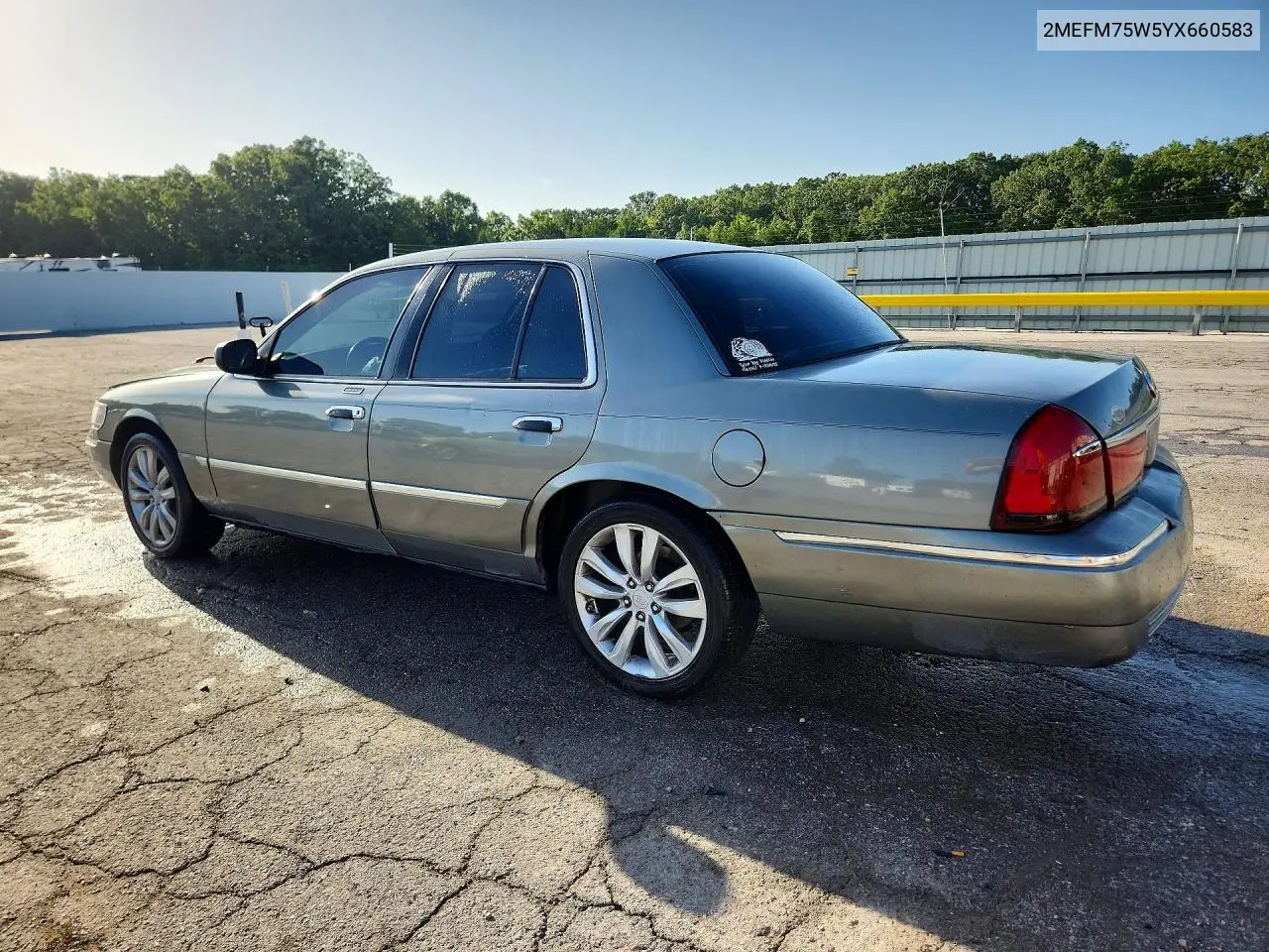 2000 Mercury Grand Marquis Ls VIN: 2MEFM75W5YX660583 Lot: 61617896