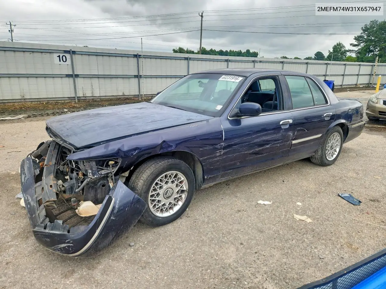 2001 Mercury Grand Marquis Gs VIN: 2MEFM74W31X657947 Lot: 60231916