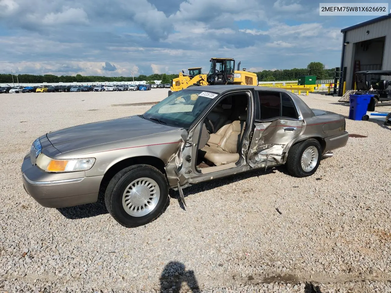 2001 Mercury Grand Marquis Ls VIN: 2MEFM75W81X626692 Lot: 61209706