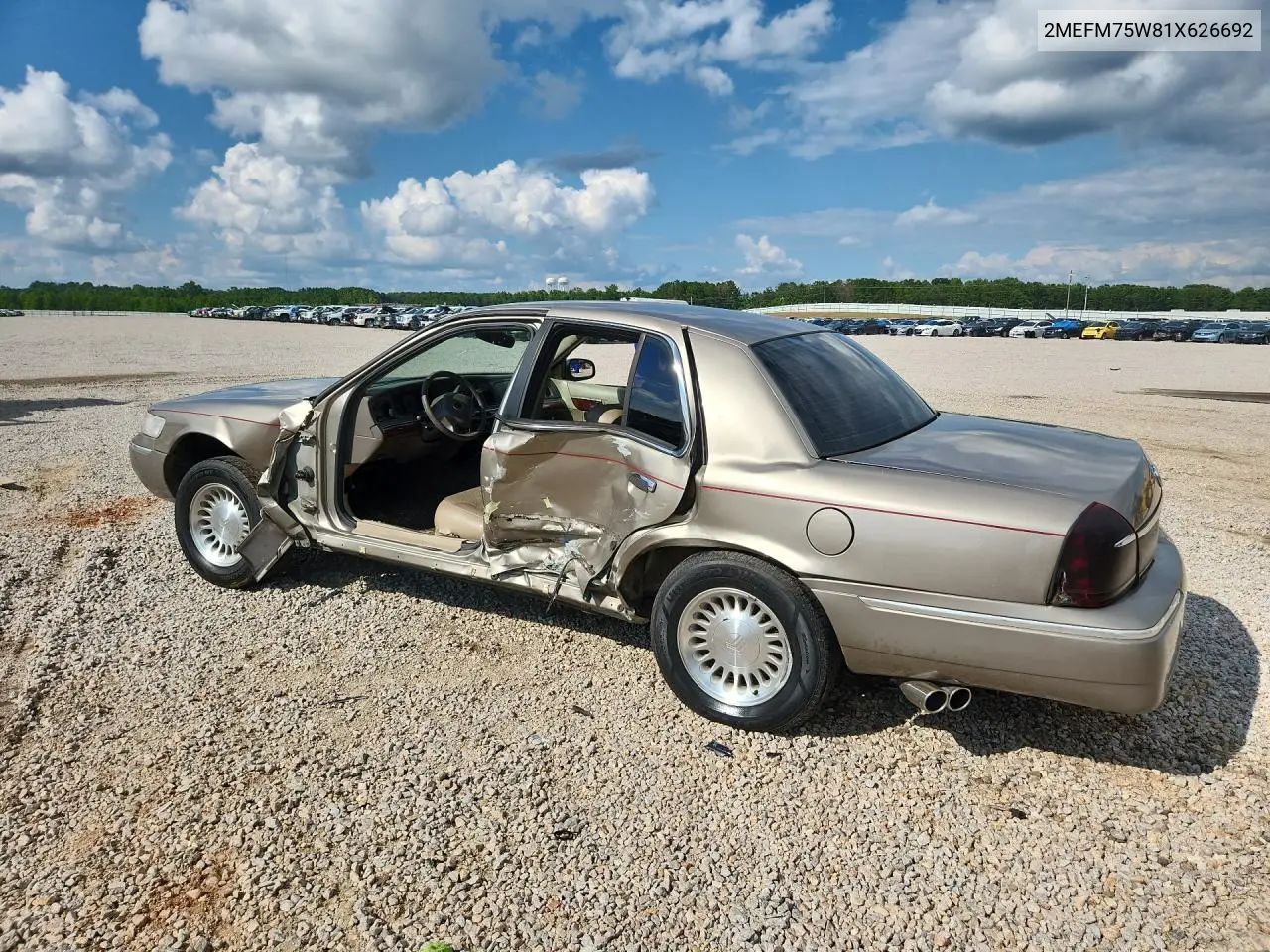 2001 Mercury Grand Marquis Ls VIN: 2MEFM75W81X626692 Lot: 61209706