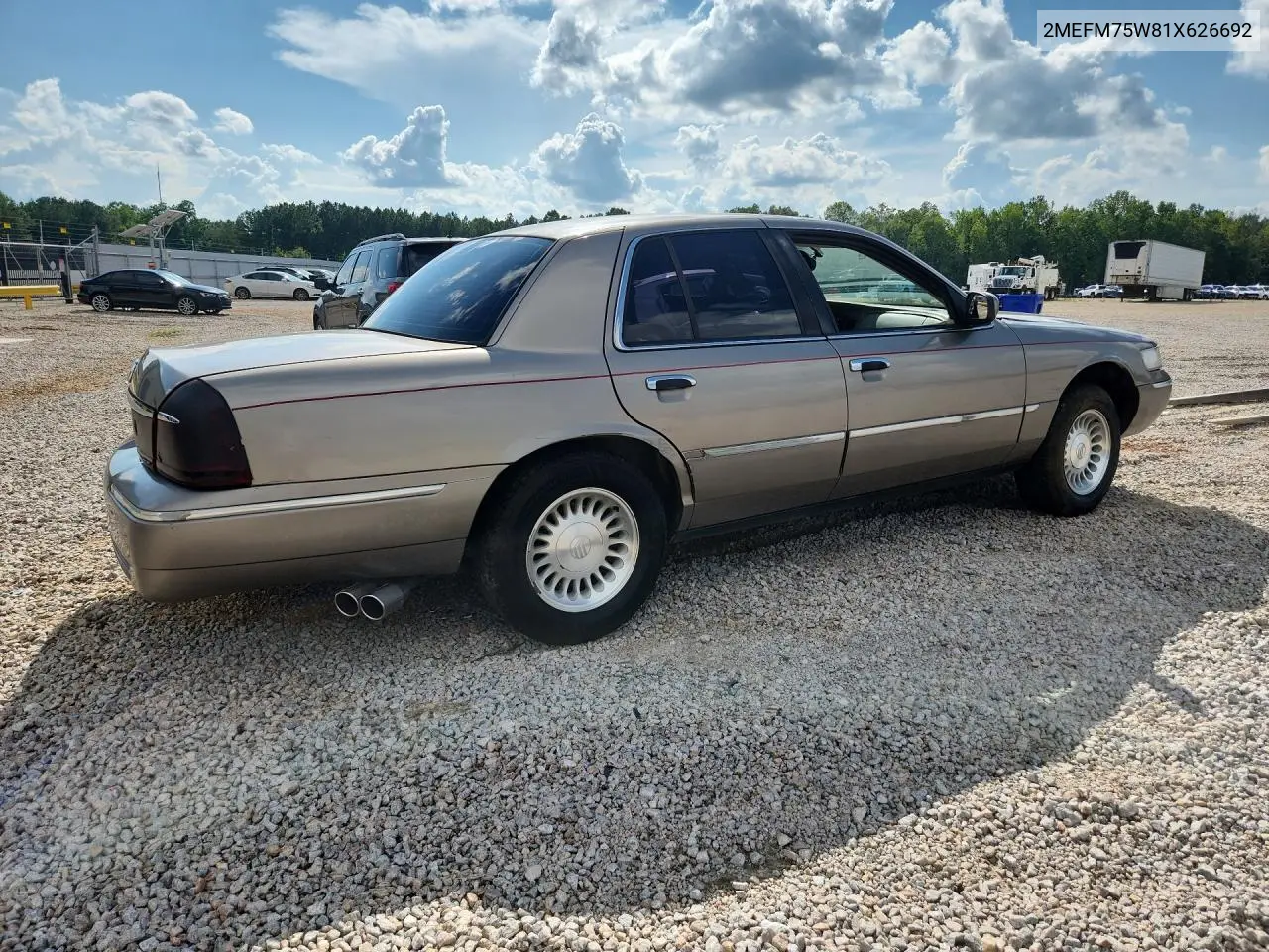 2001 Mercury Grand Marquis Ls VIN: 2MEFM75W81X626692 Lot: 61209706