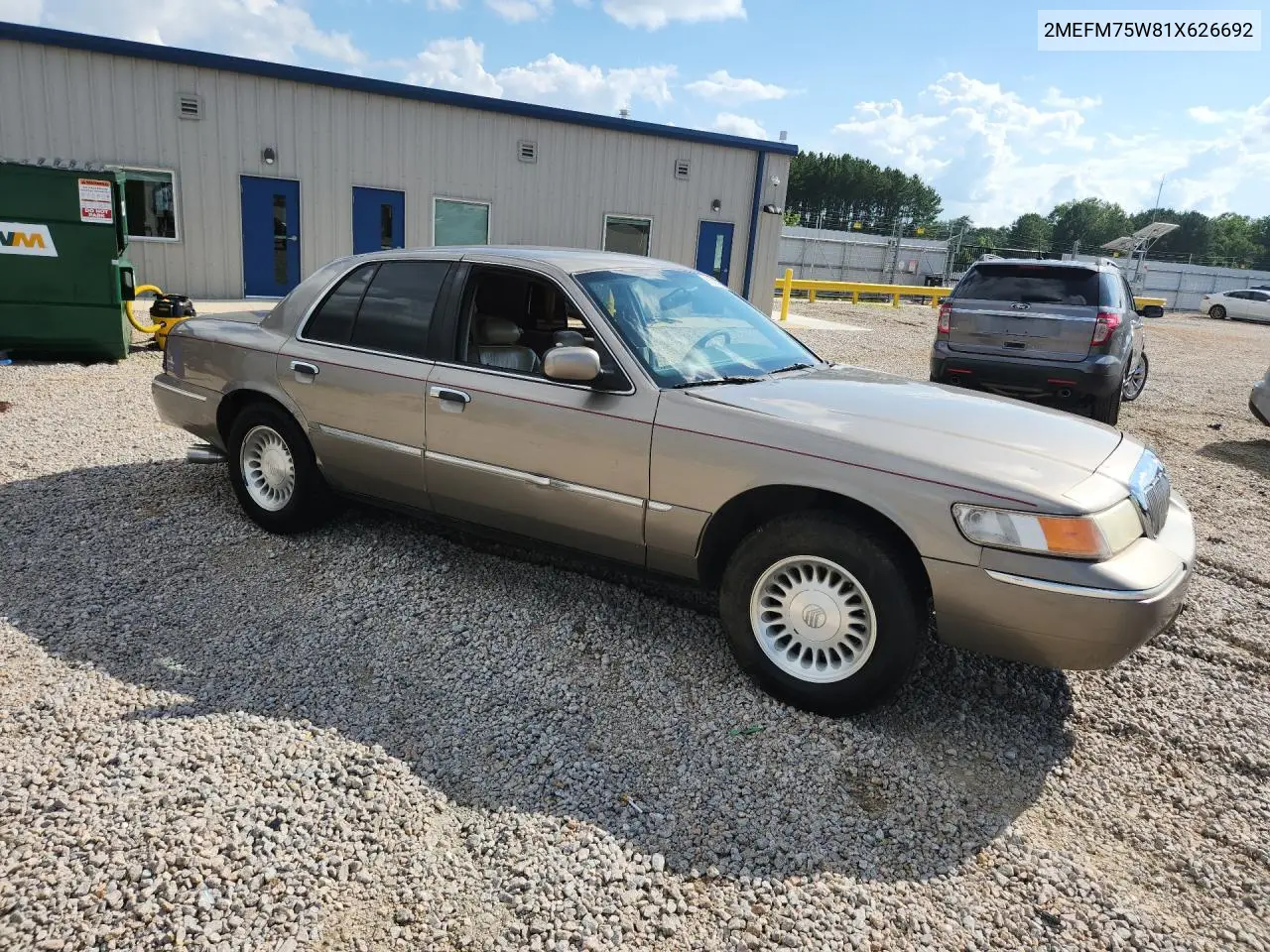 2001 Mercury Grand Marquis Ls VIN: 2MEFM75W81X626692 Lot: 61209706