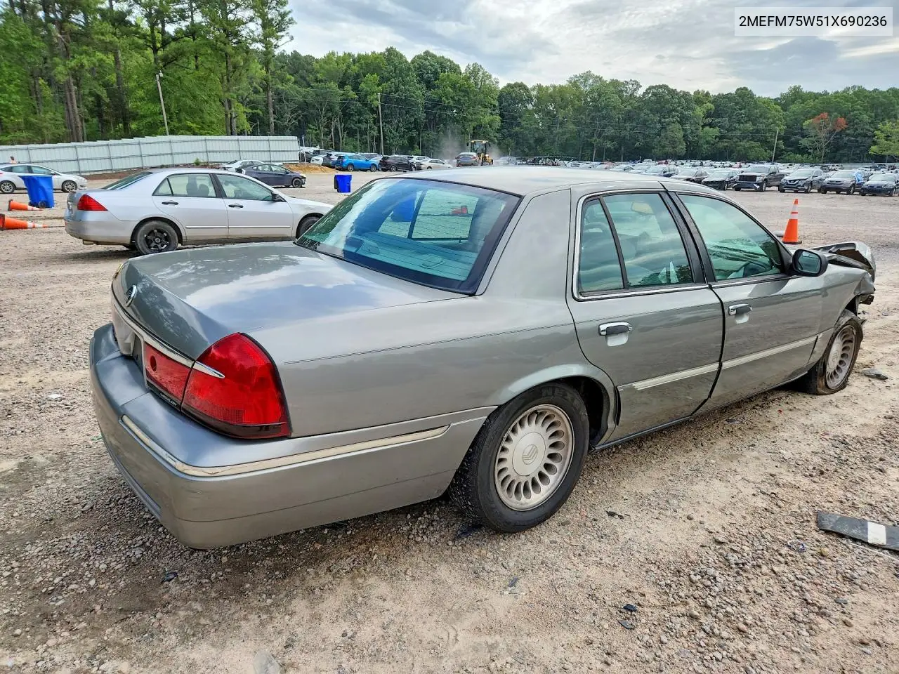 2001 Mercury Grand Marquis Ls VIN: 2MEFM75W51X690236 Lot: 61589396