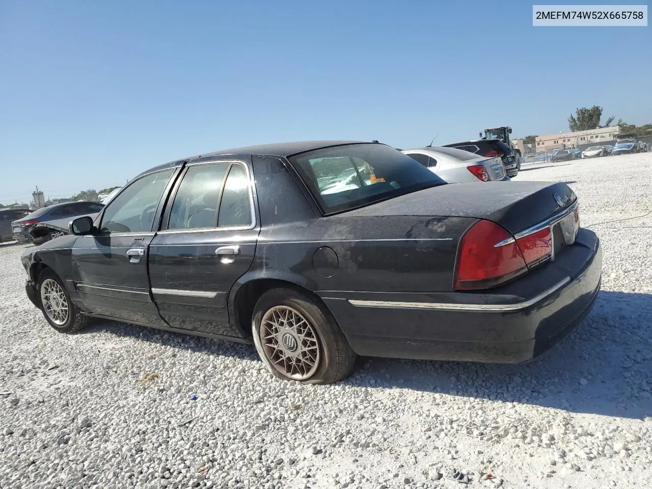 2002 Mercury Grand Marquis Gs VIN: 2MEFM74W52X665758 Lot: 48783515