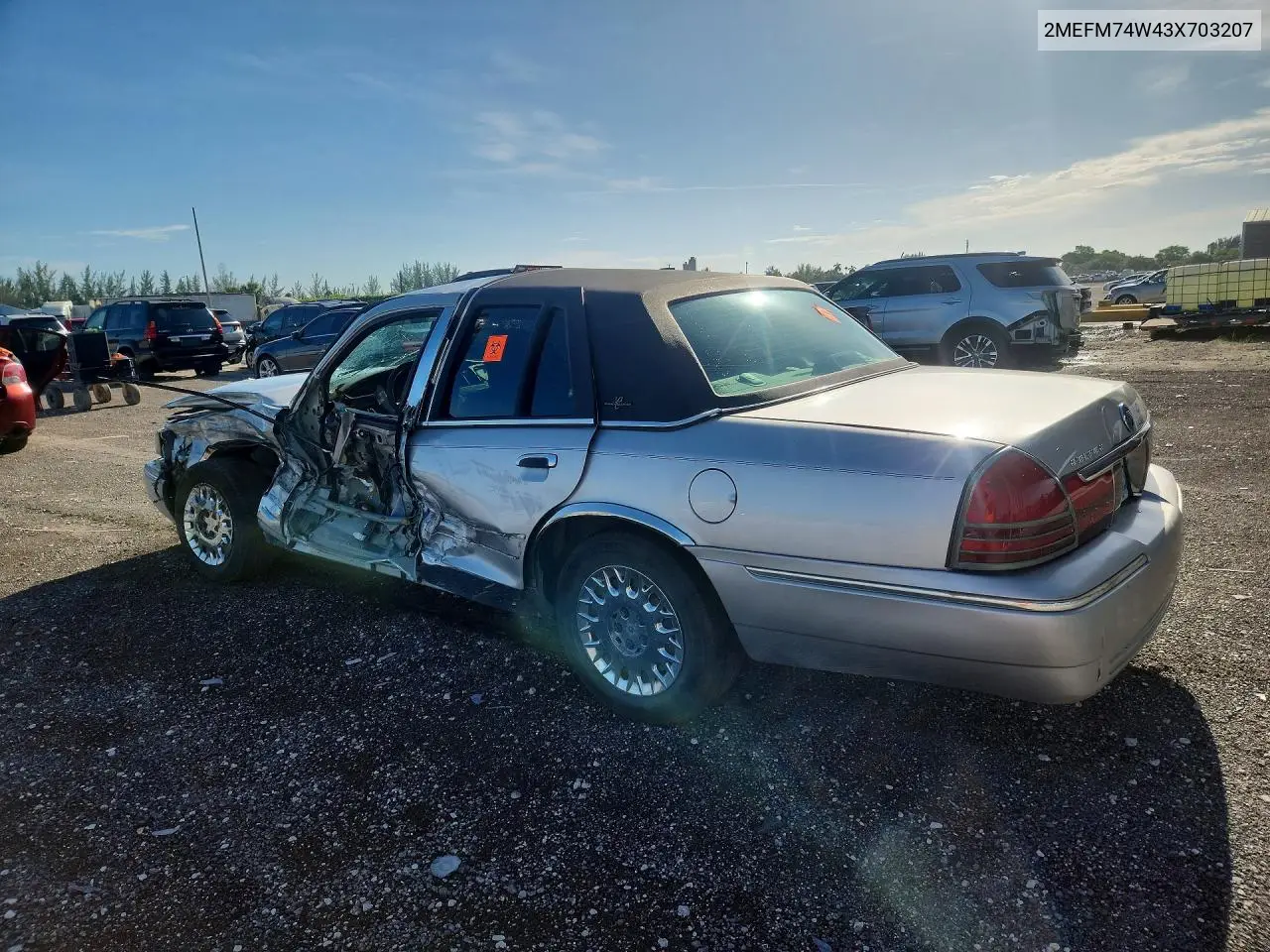 2003 Mercury Grand Marquis Gs VIN: 2MEFM74W43X703207 Lot: 59285706