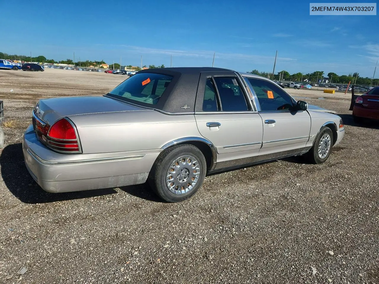 2003 Mercury Grand Marquis Gs VIN: 2MEFM74W43X703207 Lot: 59285706