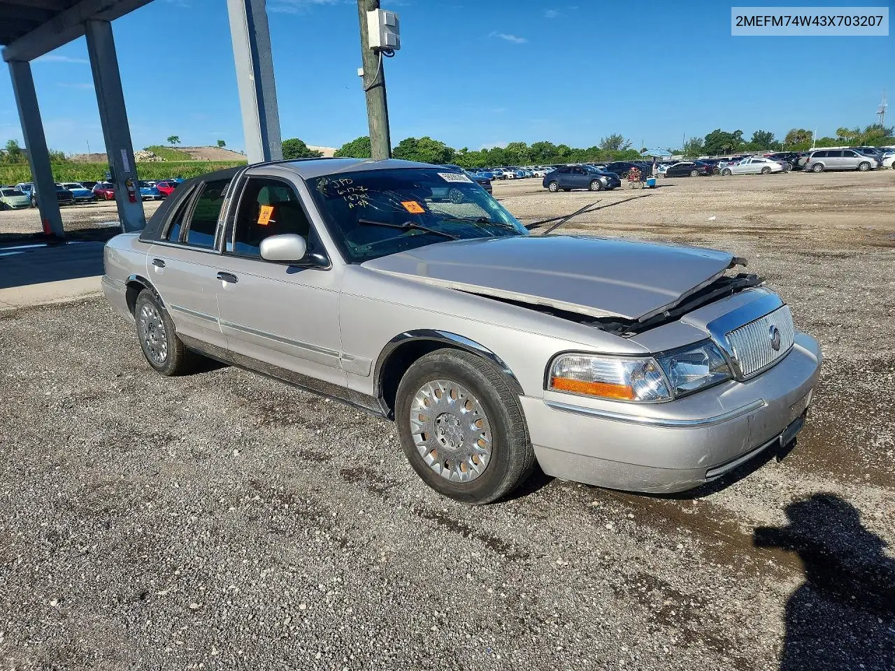 2003 Mercury Grand Marquis Gs VIN: 2MEFM74W43X703207 Lot: 59285706
