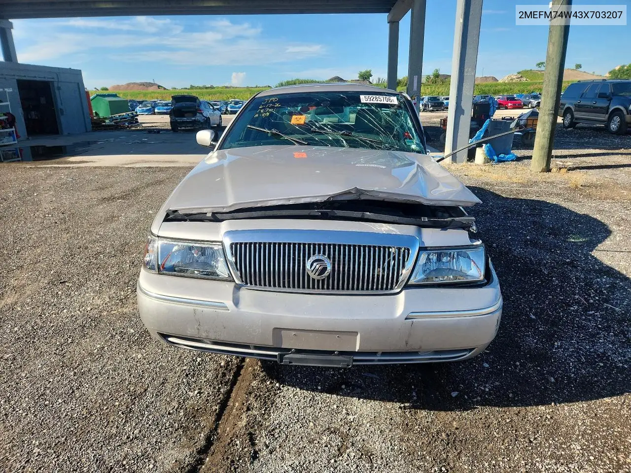 2003 Mercury Grand Marquis Gs VIN: 2MEFM74W43X703207 Lot: 59285706