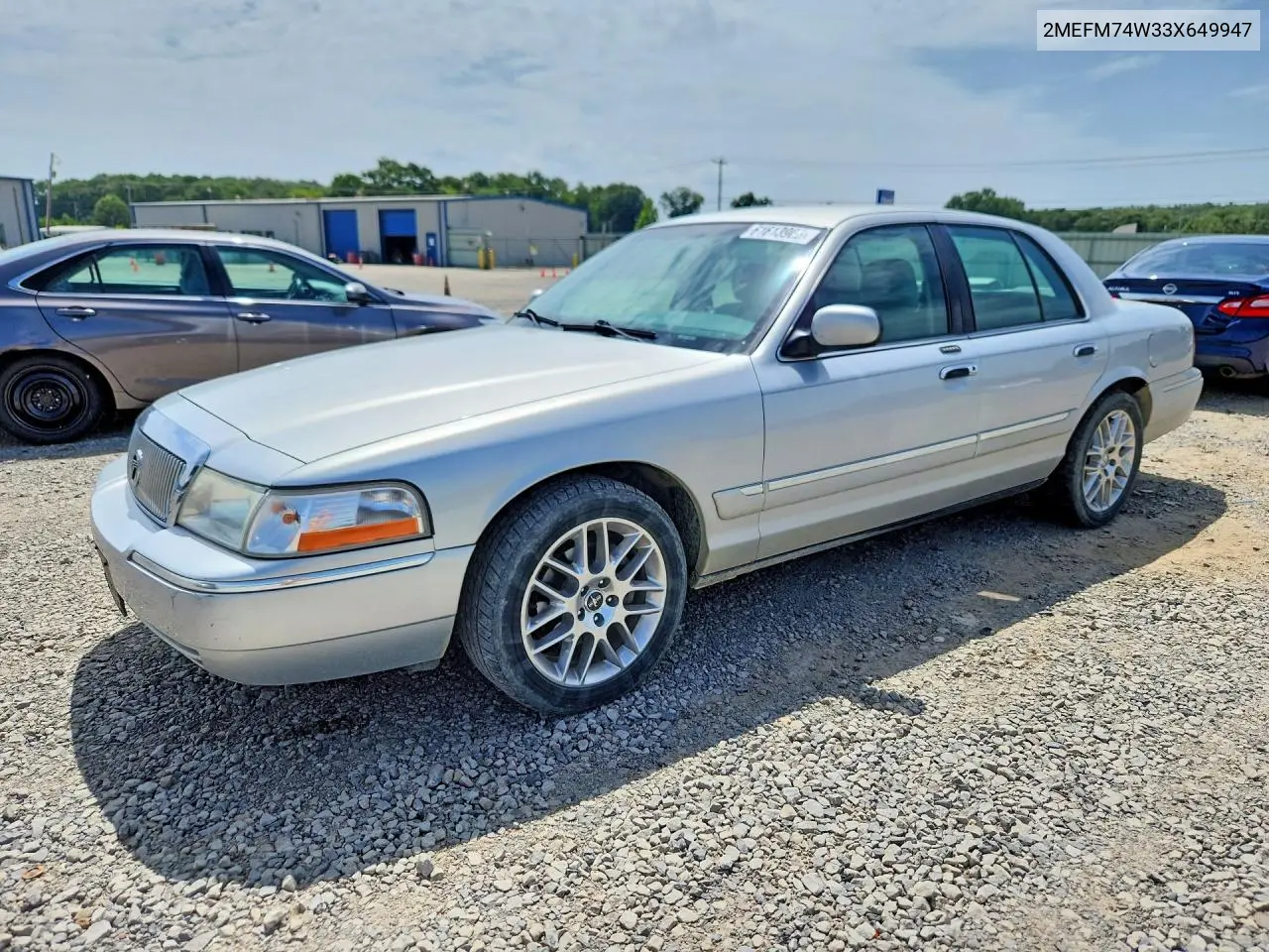 2003 Mercury Grand Marquis Gs VIN: 2MEFM74W33X649947 Lot: 61613966