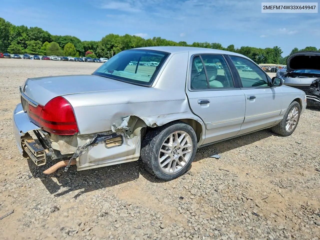 2003 Mercury Grand Marquis Gs VIN: 2MEFM74W33X649947 Lot: 61613966