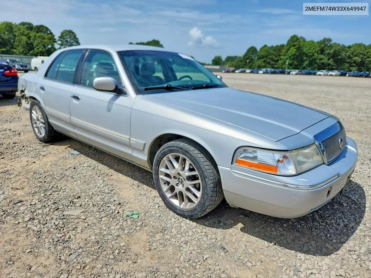 2003 Mercury Grand Marquis Gs VIN: 2MEFM74W33X649947 Lot: 61613966