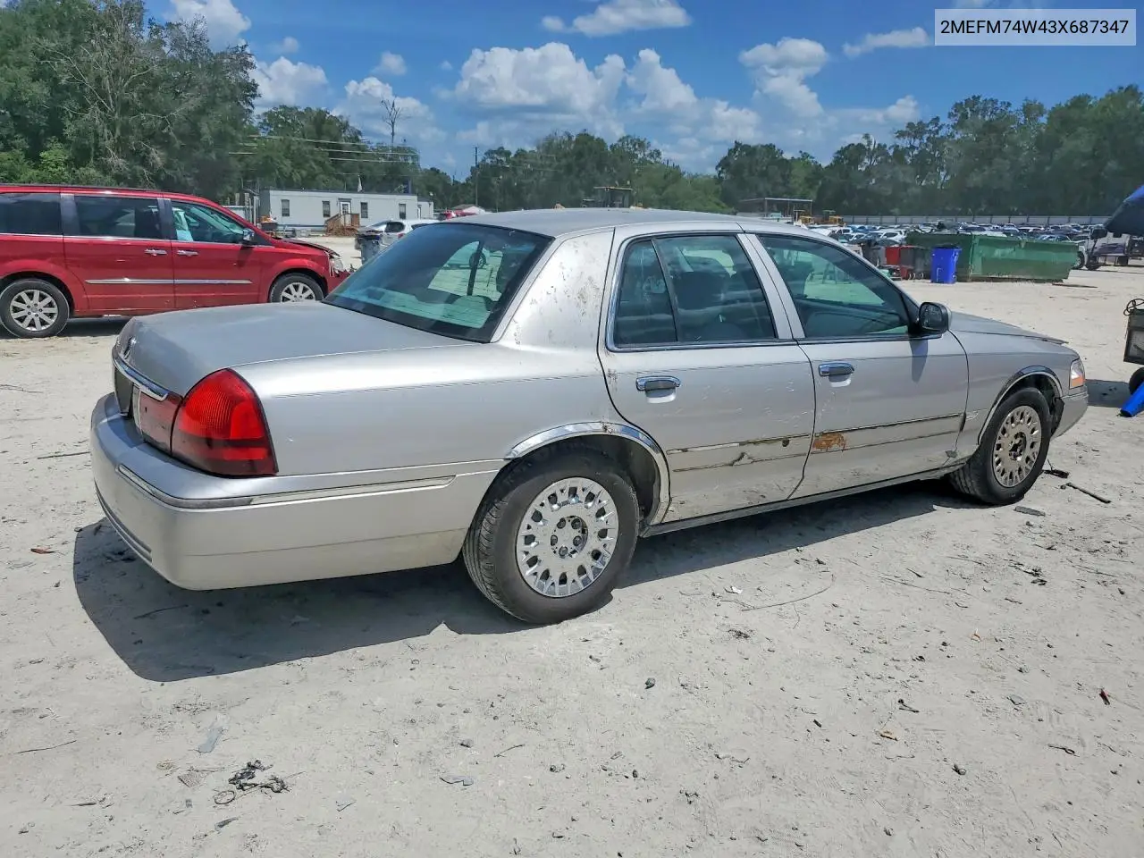 2003 Mercury Grand Marquis Gs VIN: 2MEFM74W43X687347 Lot: 62044016