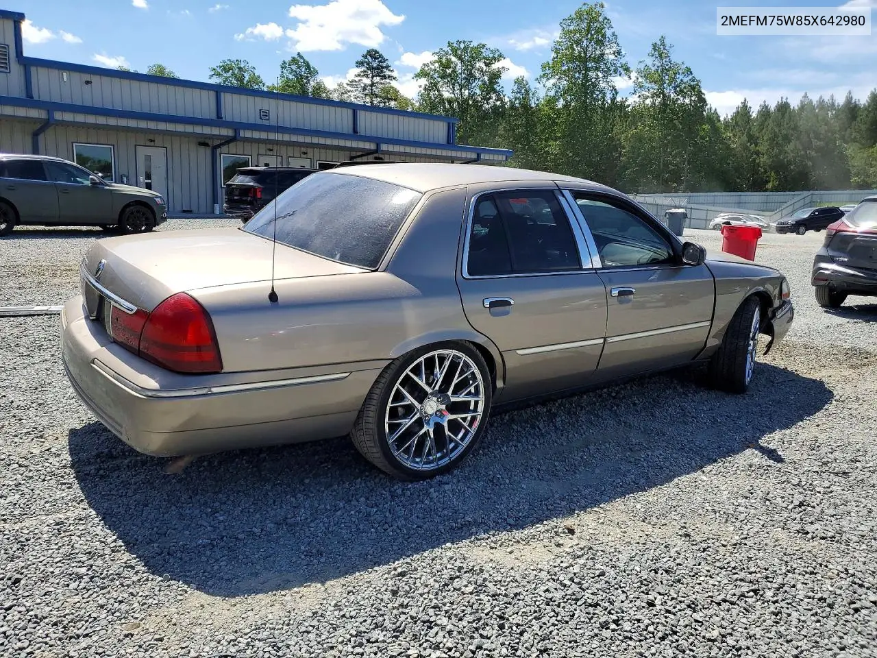2005 Mercury Grand Marquis Ls VIN: 2MEFM75W85X642980 Lot: 57123456