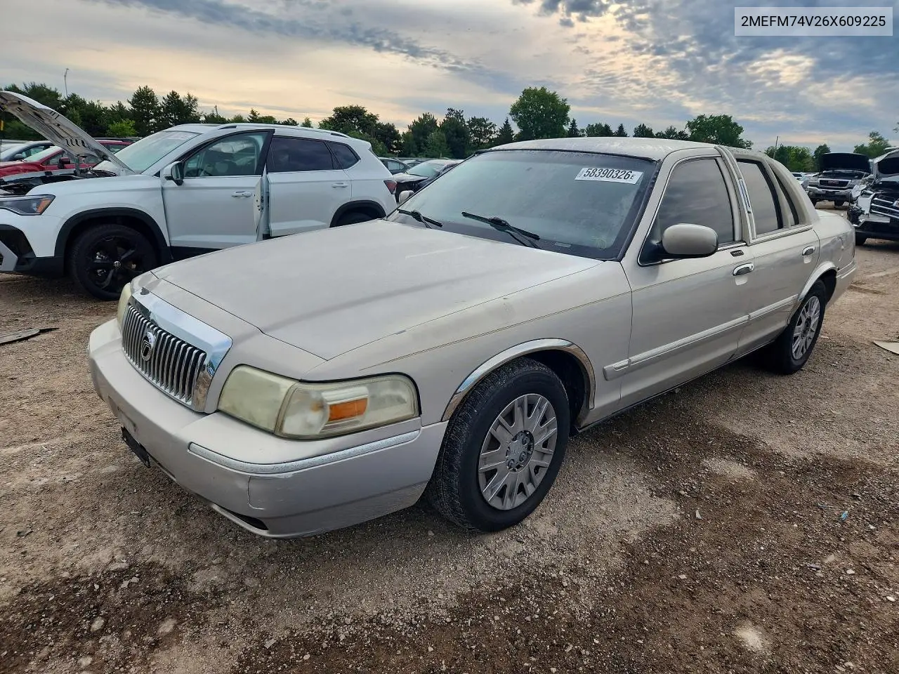2006 Mercury Grand Marquis Gs VIN: 2MEFM74V26X609225 Lot: 58390326