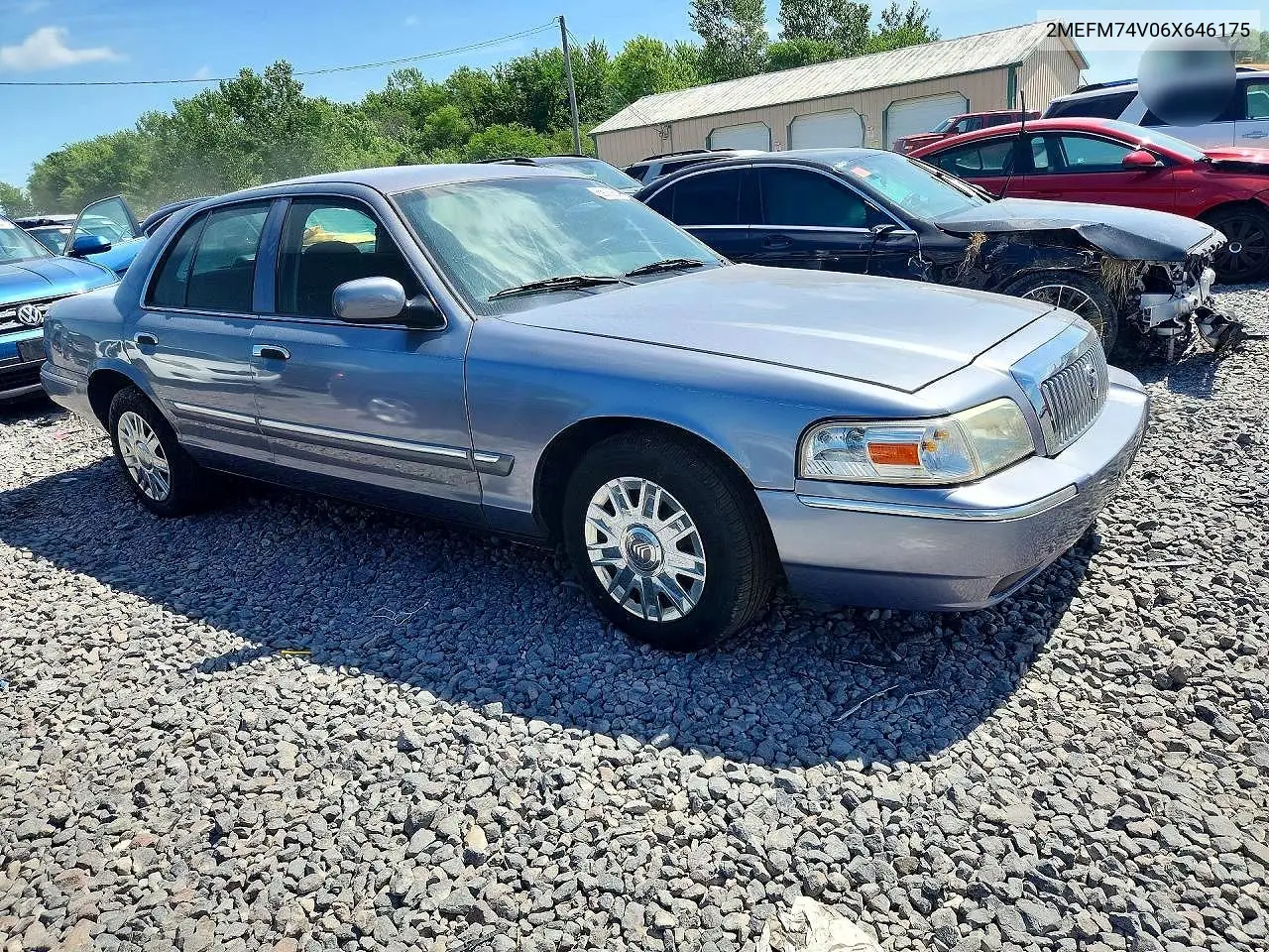 2006 Mercury Grand Marquis Gs VIN: 2MEFM74V06X646175 Lot: 58973956