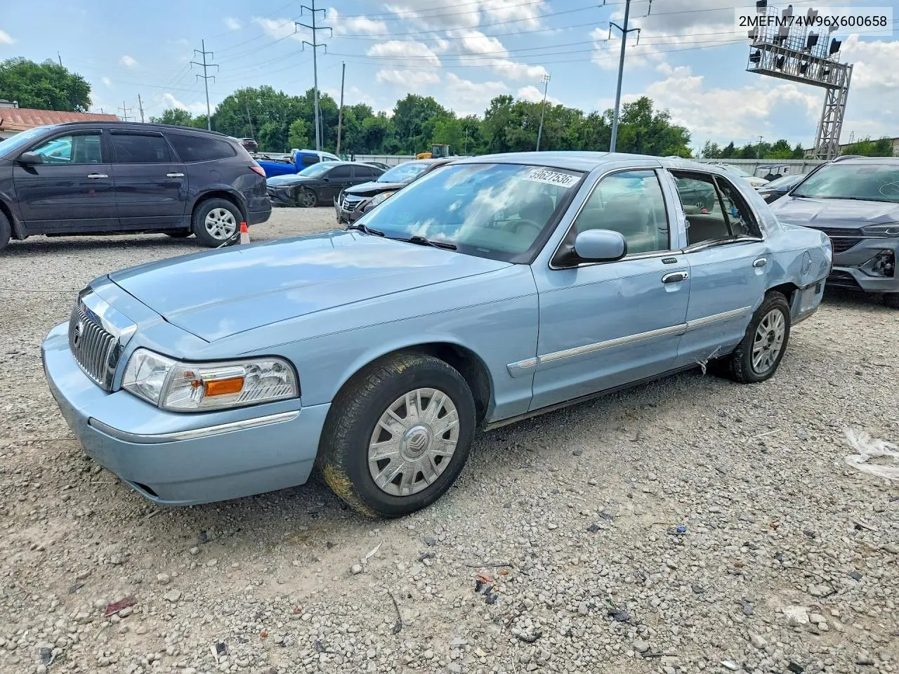 2006 Mercury Grand Marquis Gs VIN: 2MEFM74W96X600658 Lot: 59627536