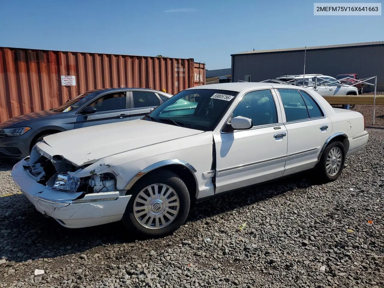 2006 Mercury Grand Marquis Ls VIN: 2MEFM75V16X641663 Lot: 59805756
