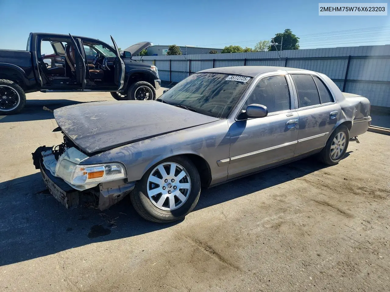 2006 Mercury Grand Marquis Ls VIN: 2MEHM75W76X623203 Lot: 85772725