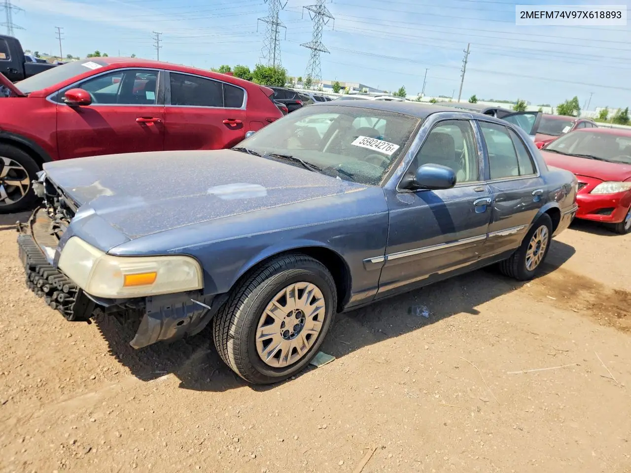 2007 Mercury Grand Marquis Gs VIN: 2MEFM74V97X618893 Lot: 55924276