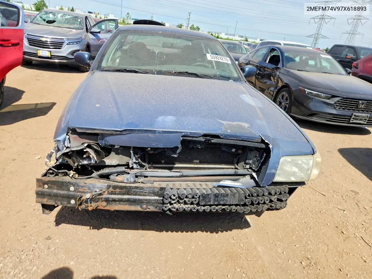 2007 Mercury Grand Marquis Gs VIN: 2MEFM74V97X618893 Lot: 55924276