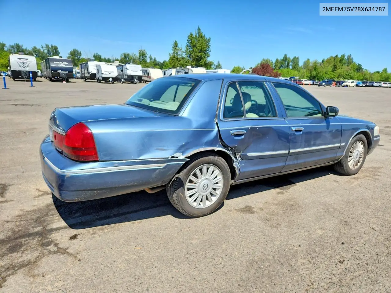 2008 Mercury Grand Marquis Ls VIN: 2MEFM75V28X634787 Lot: 54944186