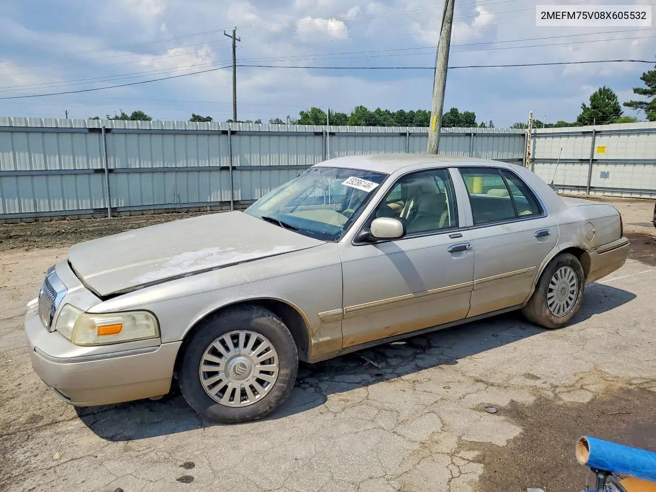 2008 Mercury Grand Marquis Ls VIN: 2MEFM75V08X605532 Lot: 59286146