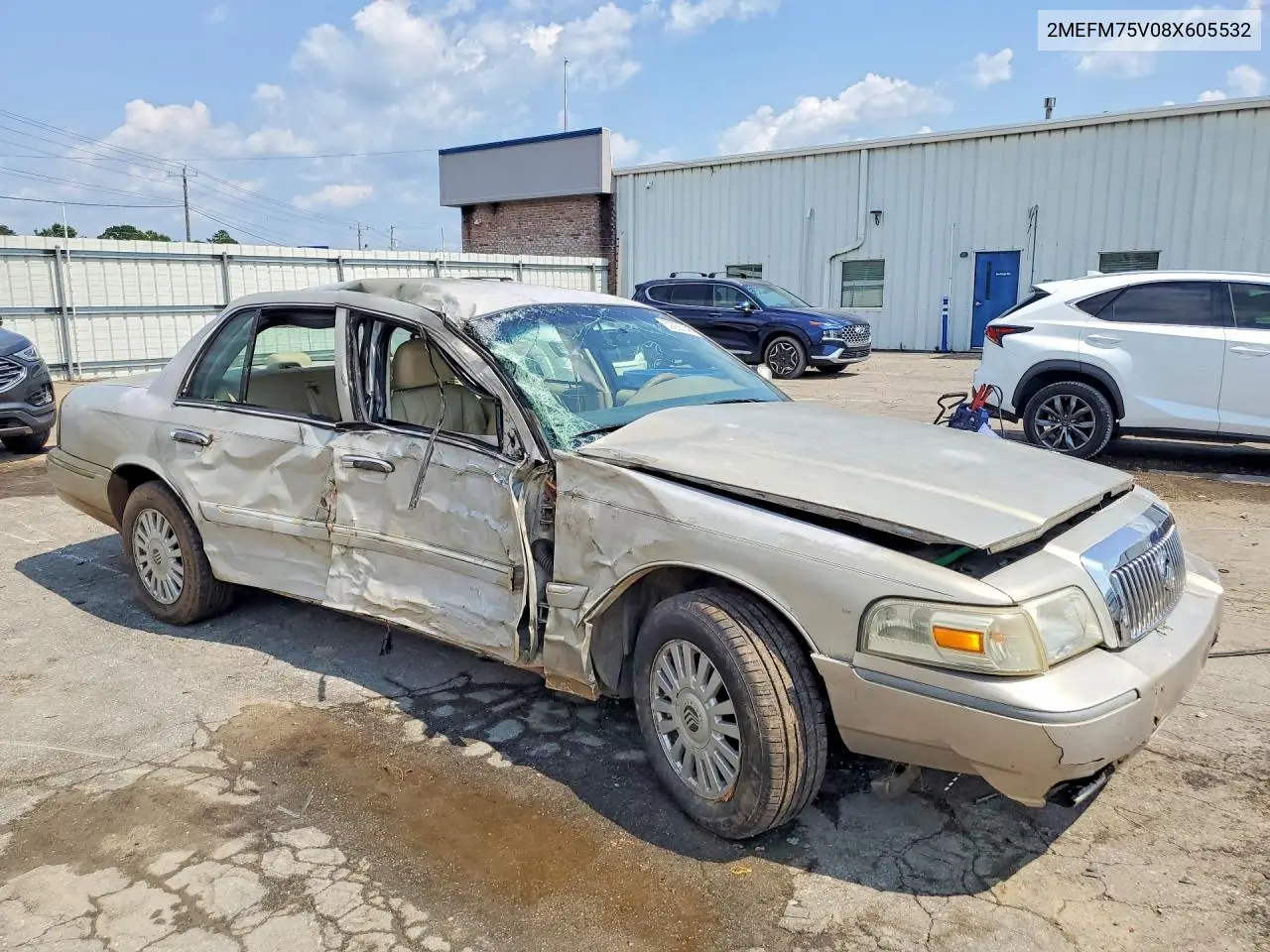2008 Mercury Grand Marquis Ls VIN: 2MEFM75V08X605532 Lot: 59286146