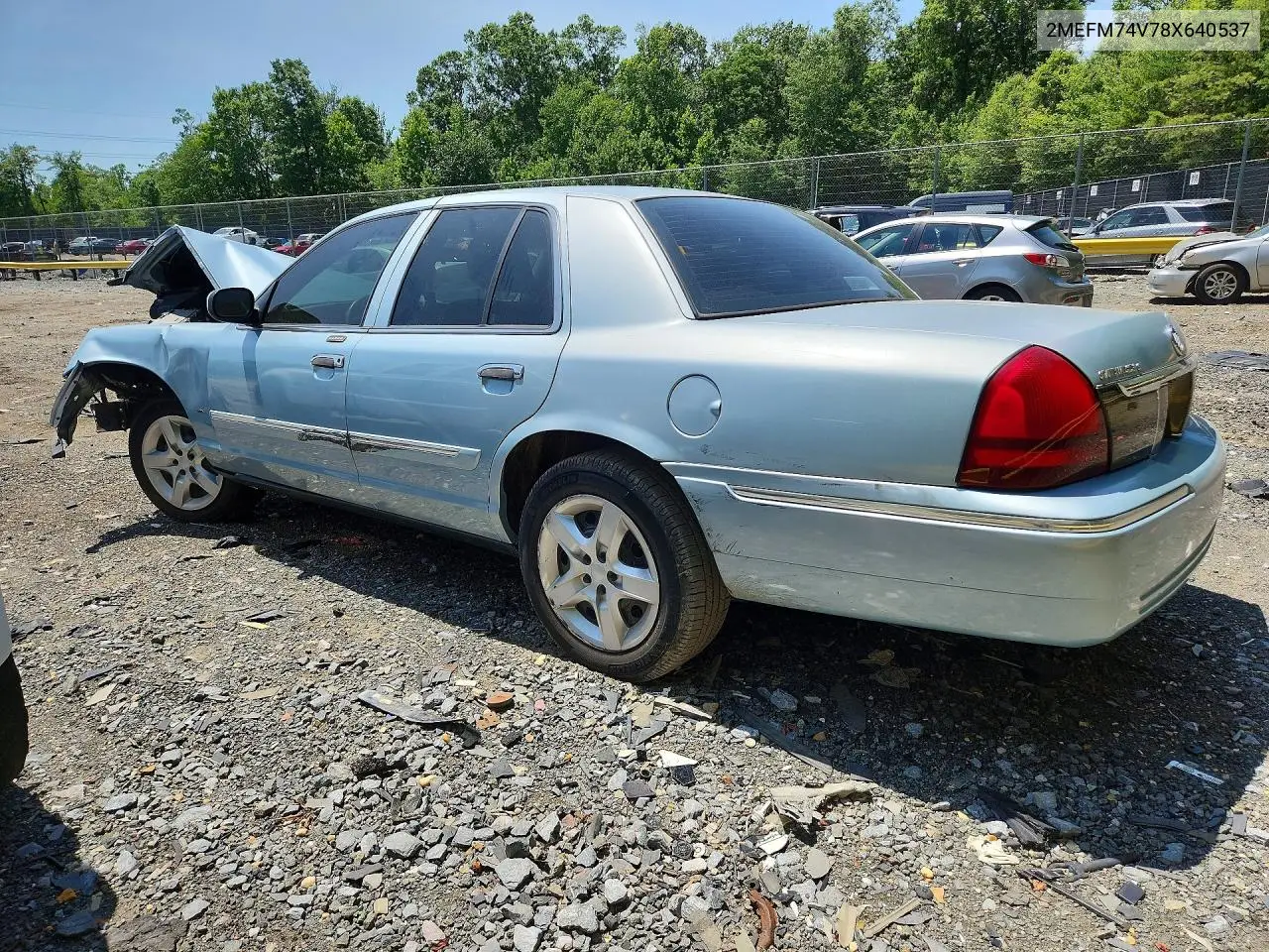2008 Mercury Grand Marquis Gs VIN: 2MEFM74V78X640537 Lot: 85772205