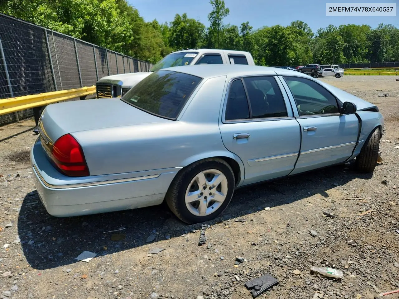 2008 Mercury Grand Marquis Gs VIN: 2MEFM74V78X640537 Lot: 85772205
