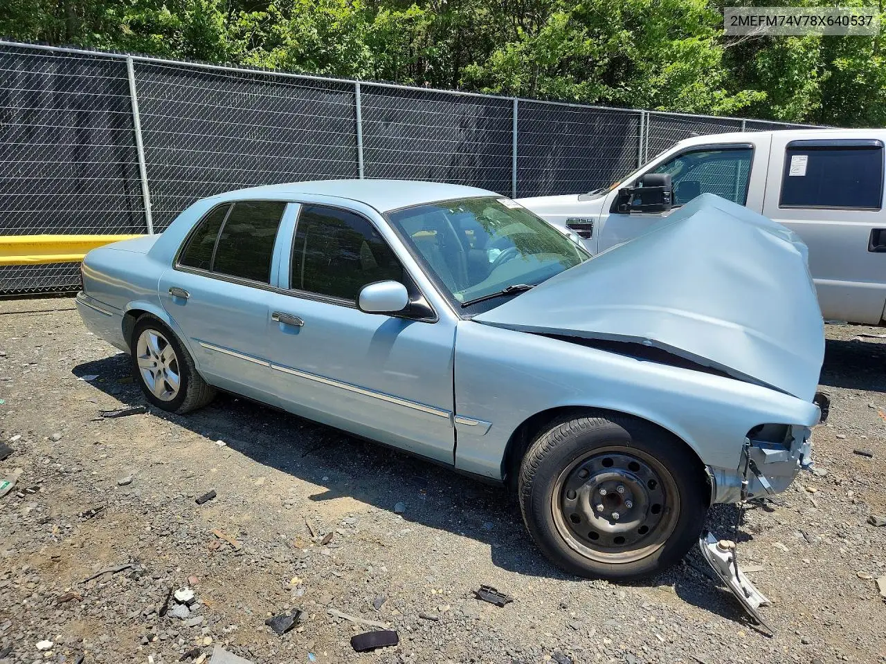 2008 Mercury Grand Marquis Gs VIN: 2MEFM74V78X640537 Lot: 85772205