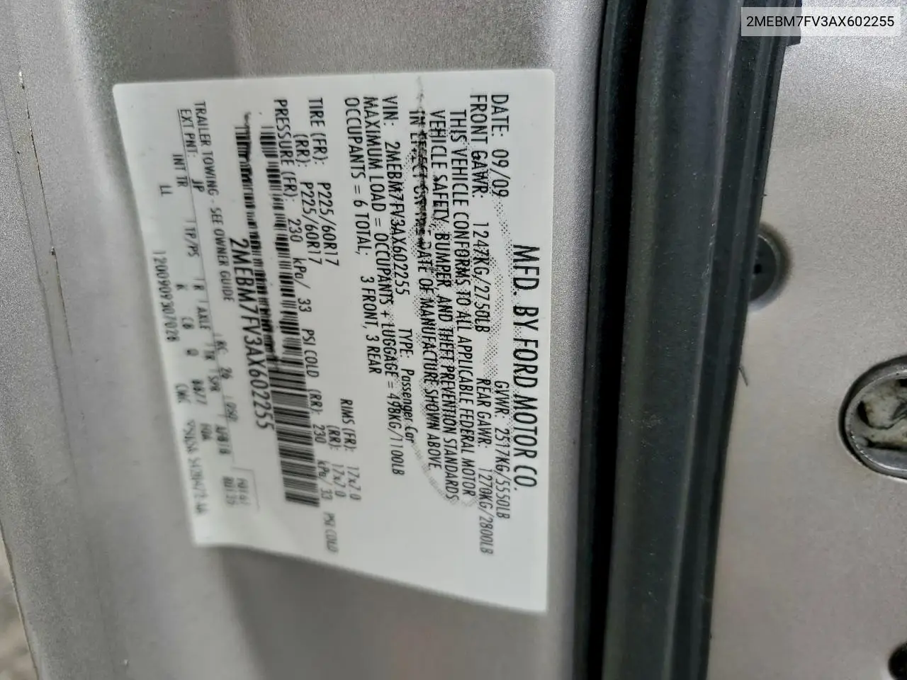 2MEBM7FV3AX602255 2010 Mercury Grand Marquis Ls