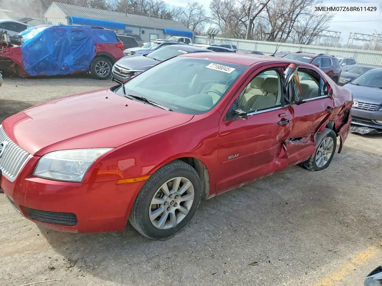 2008 Merc Milan VIN: 3MEHM07Z68R611429 Lot: 79372785