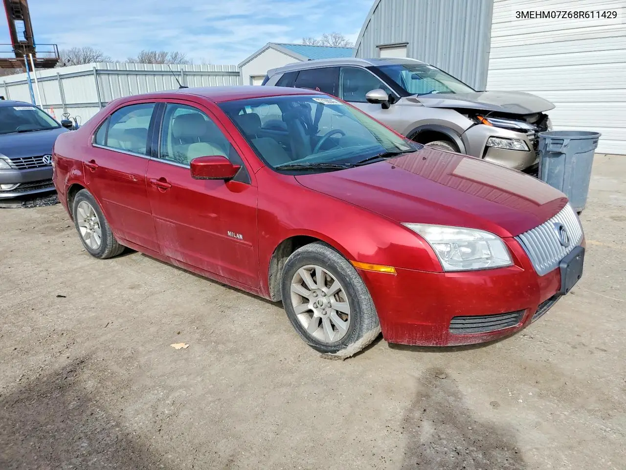 2008 Merc Milan VIN: 3MEHM07Z68R611429 Lot: 79372785