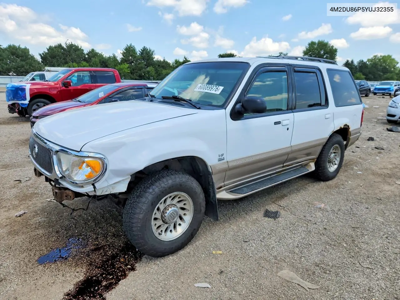 2000 Mercury Mountaineer VIN: 4M2DU86P5YUJ32355 Lot: 60089976